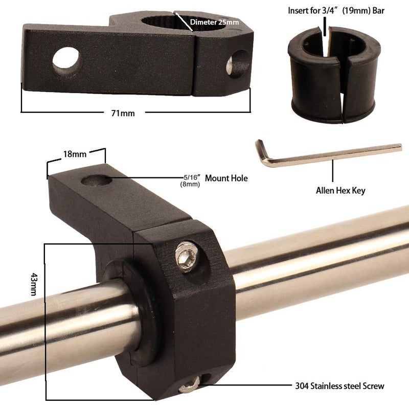 House Tuning 4pcs 3/4 inch Light Mount Bracket for 0.75" Tube Clamp 19mm Roll bar Clamp Brackets (Include 4 Clamp) - Image 2